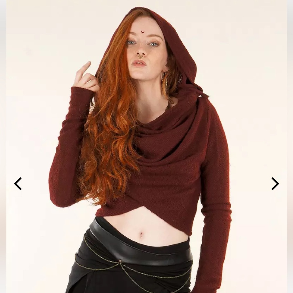 Bohemian Maroon Wrap Hoodie